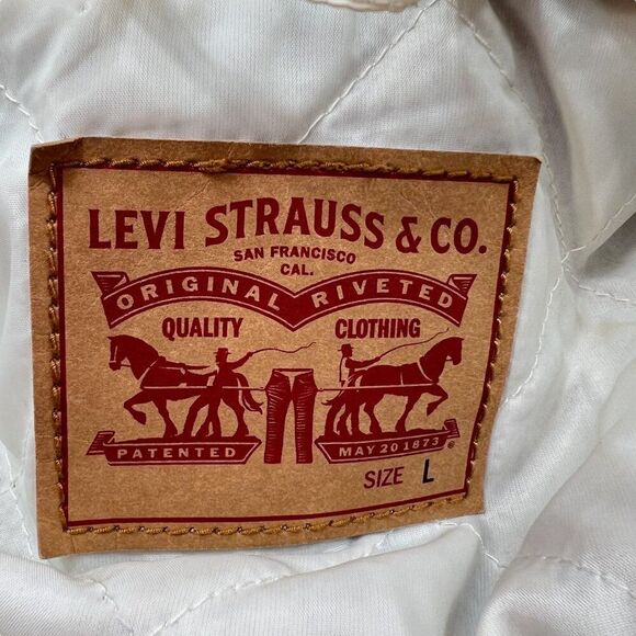 Levi’s Plaid Ex Boyfriend Sherpa Trucker Jacket Black Pink Size Large - Picture 7 of 12